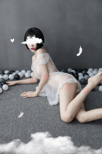 Sheer Off-shoulder Gown