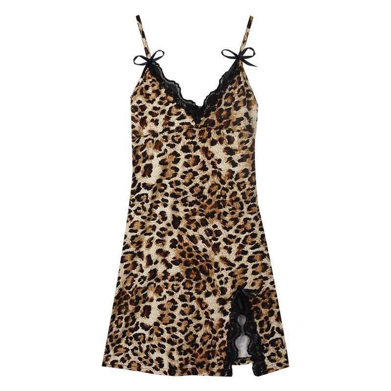 Leopard Print Nightdress Passionate Lace Flirting Set