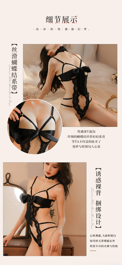 Bow Lace Cut-out Teddy 