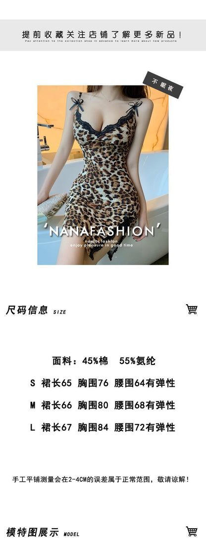Leopard Print Nightdress Passionate Lace Flirting Set