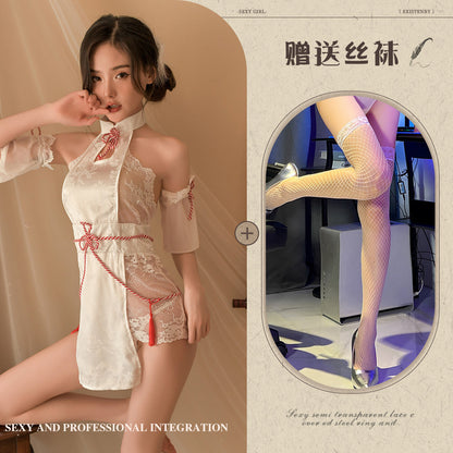 Lace-up Qipao Teddy