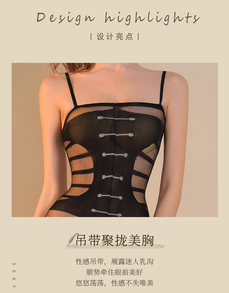 Sheer Backless Garter Bodystocking