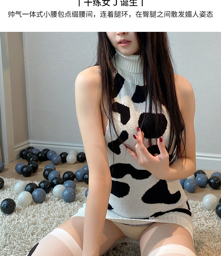 Cow Print Sweater Dress