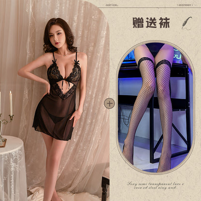 Red Fishnet Thigh Highs