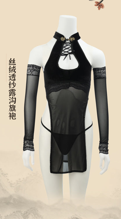 Slit Cheongsam Roleplay Costume Set