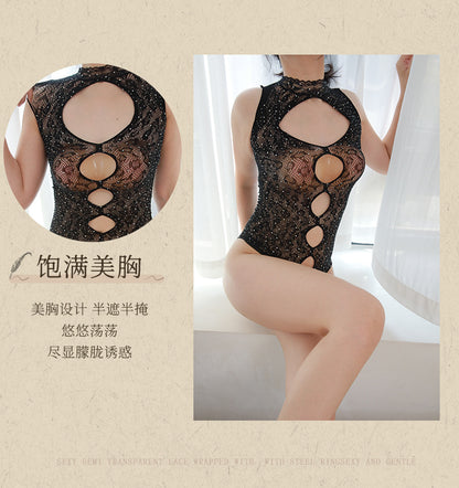 Crystal Beaded Swimsuit Bodysuit