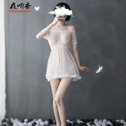 Sheer Off-shoulder Gown