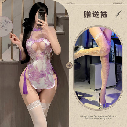 Purple Floral Qipao