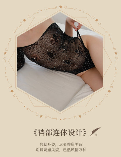 Glitter Cutout Plus-Size Catsuit