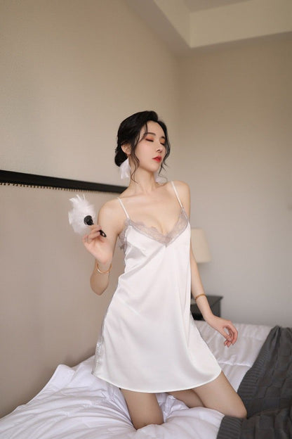 Slit Thigh Sheer Nightdress Set