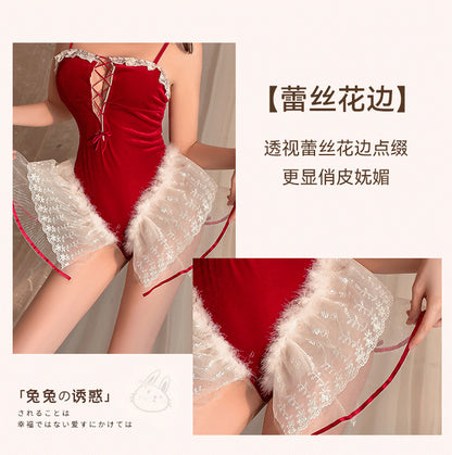 Embroidered Christmas Bunny Lingerie