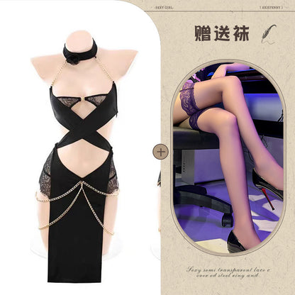 Bodysuit ng Detalye ng Chain 