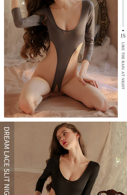 Open Crotch Silk Teddy