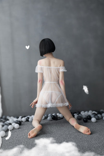 Sheer Off-shoulder Gown