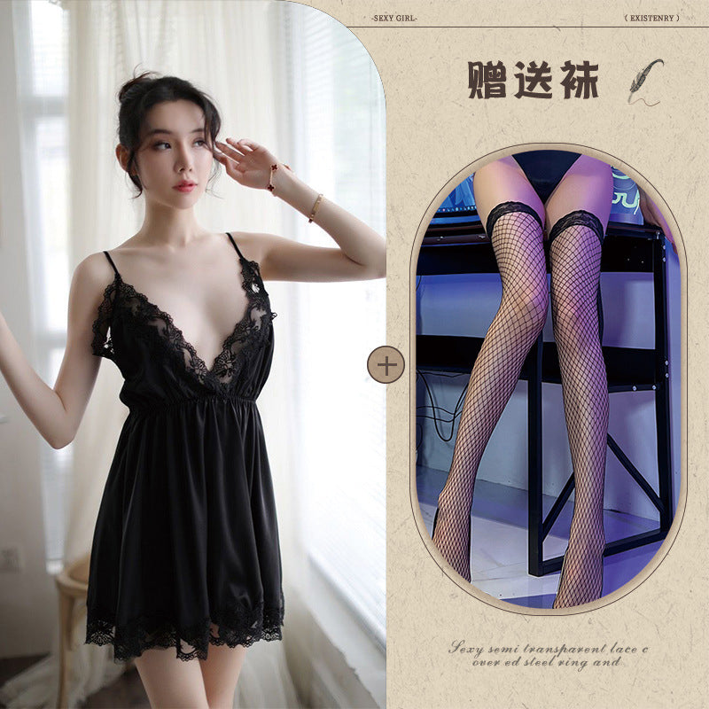 Embroidered Lace Chemise Set