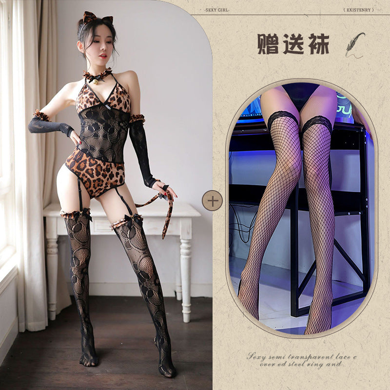 Leopard Mesh Jumpsuit