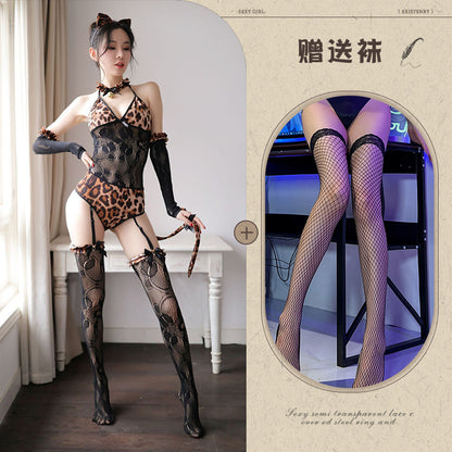 Leopard Mesh Jumpsuit