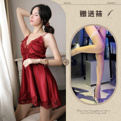 Embroidered Lace Chemise Set