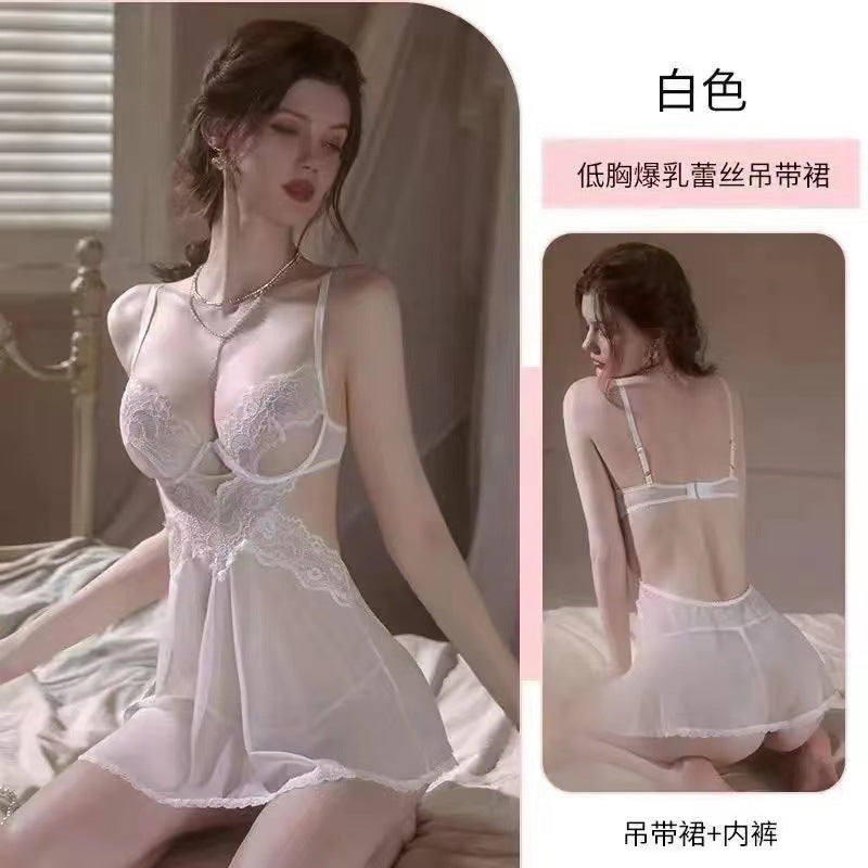 Sexy Women's Pajamas Lace Slim Strap Home Nightdress