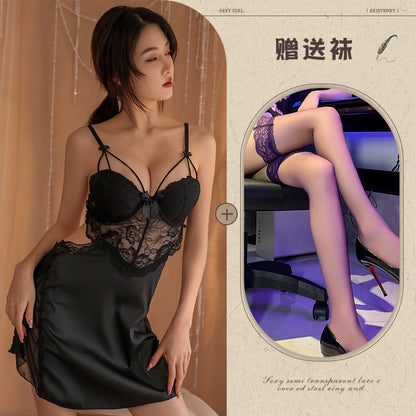 Sheer Satin Lace Nightdress