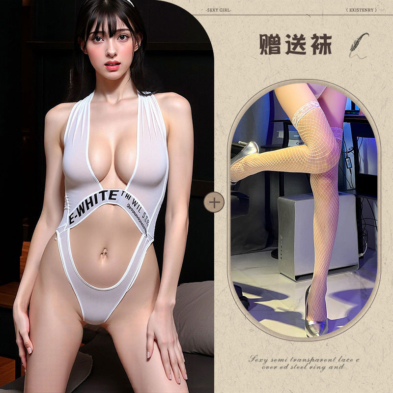 Sheer Halter Bikini Bodysuit