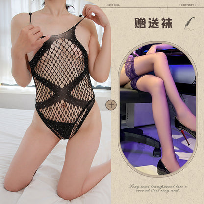 Rhinestone Star Mesh Catsuit