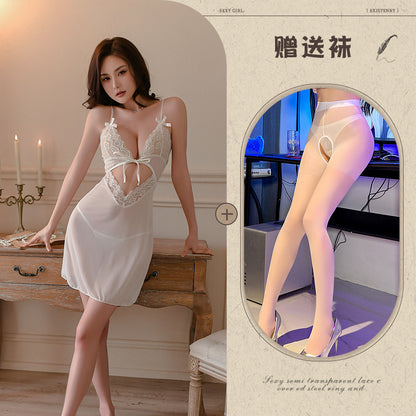 Red Fishnet Thigh Highs