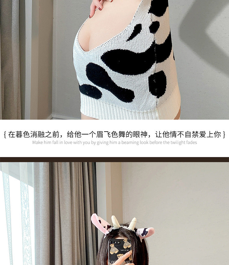 Cow Print Sweater Dress
