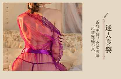 Sheer Robe with Lace