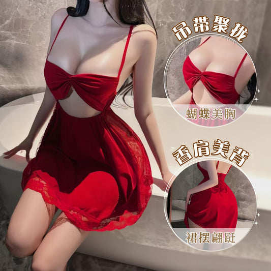 Backless Satin Bow Nightdress