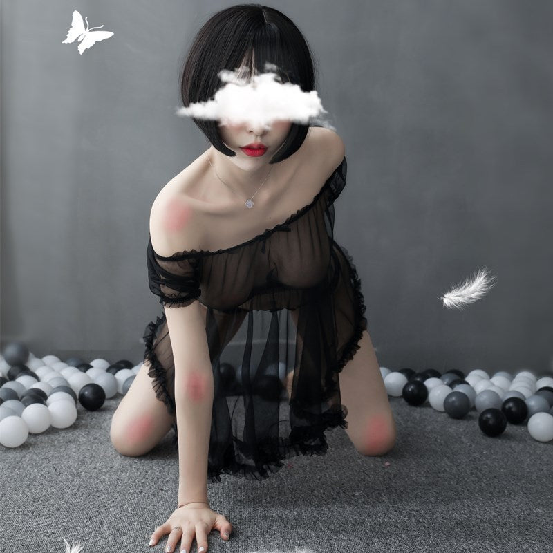 Sheer Off-shoulder Gown