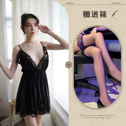 Embroidered Lace Chemise Set