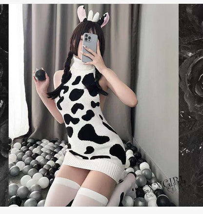 Cow Print Sweater Dress