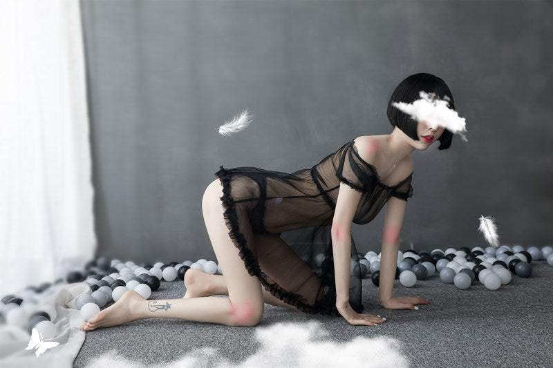 Sheer Off-shoulder Gown