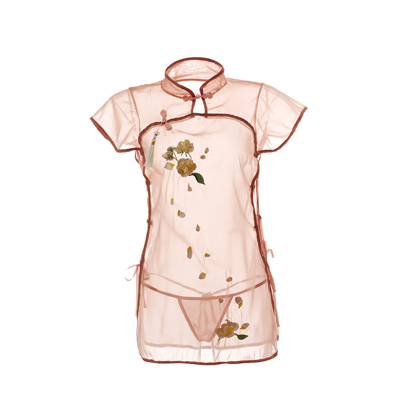 Sheer Embroidered Qipao