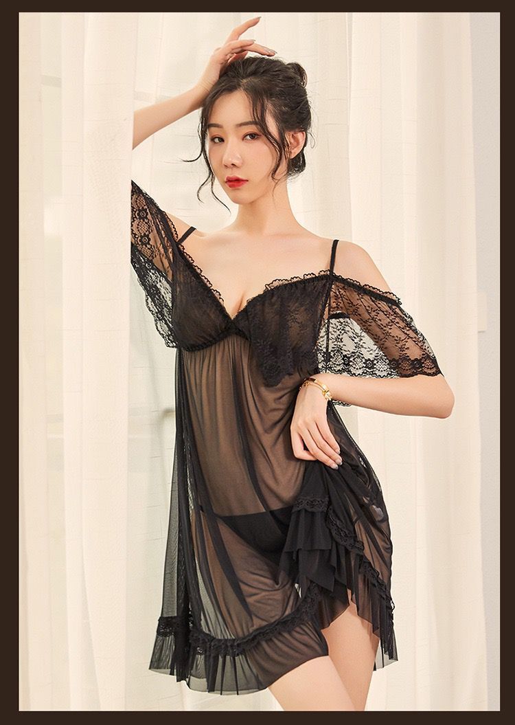 Sheer Chiffon Robe with Lace Trim