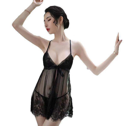 Sheer Lace Slit Nightdress