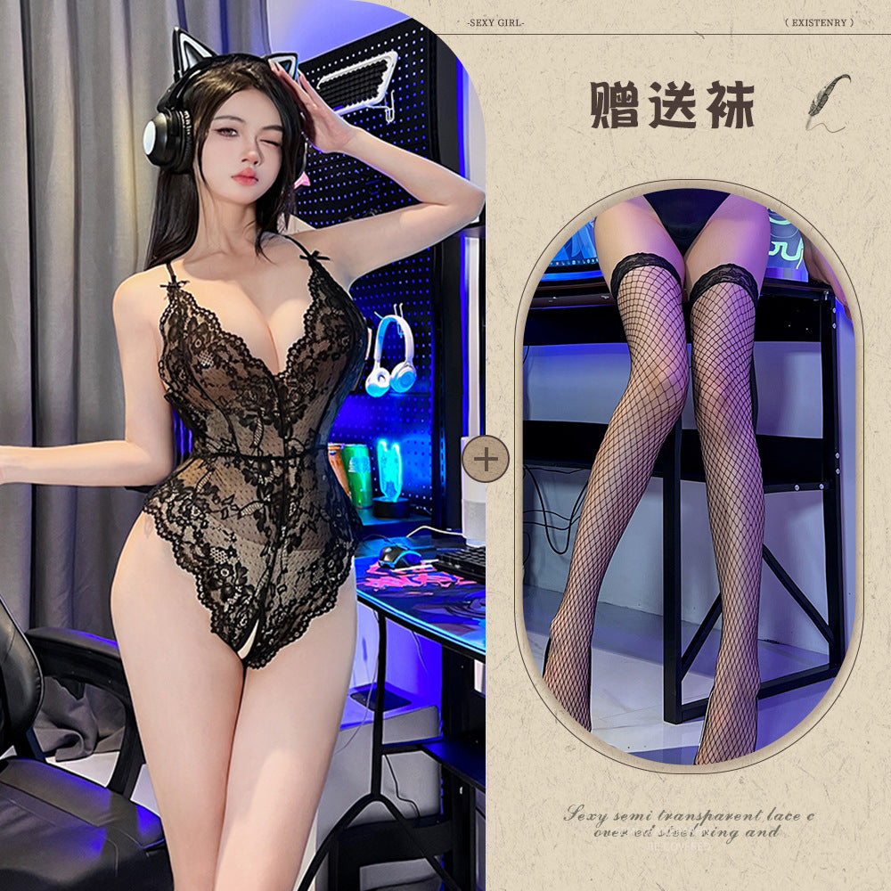 Sheer Open Crotch Teddy