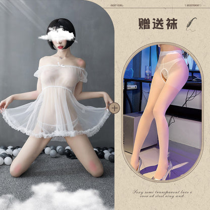 Sheer Off-shoulder Gown