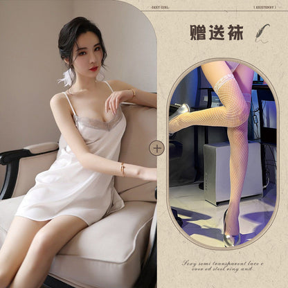 Slit Thigh Sheer Nightdress Set