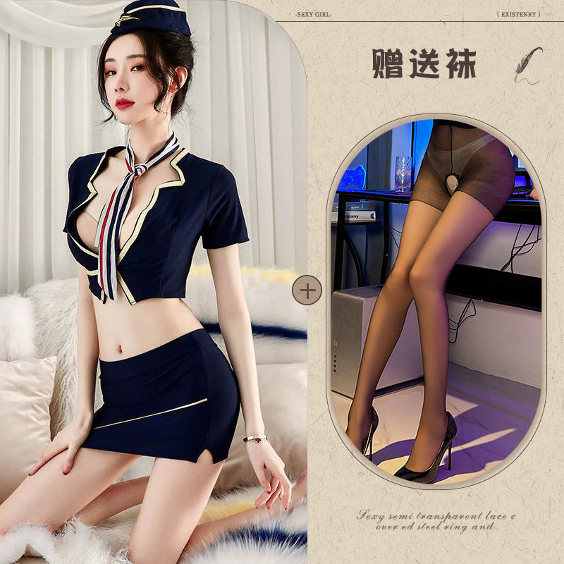 Sexy Hip Skirt Stewardess Uniform Secretary Suit