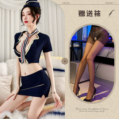 Sexy Hip Skirt Stewardess Uniform Secretary Suit