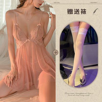 Plus Size Sheer Lace Nightdress