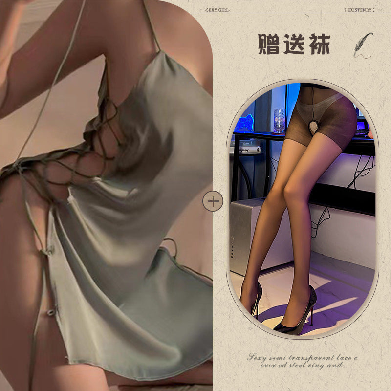 Sheer Lace Slit Nightie